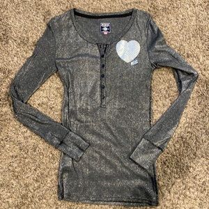 VS PINK Metallic Henley Top